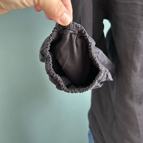 Sanctuary Mila Solid-Hued Black Lyocell Button Down Half Sleeve Top Size Medium - Picture 5 of 13